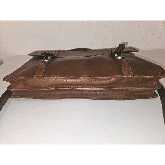 Fossil Leather Messenger Laptop Crossbody Bag Brown 16x10.5x3 - Picture 5 of 13